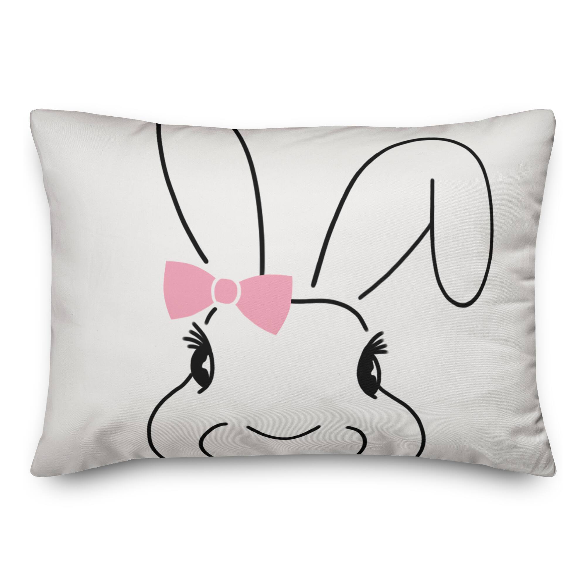 Cute Bunny with Bow Throw Pillow